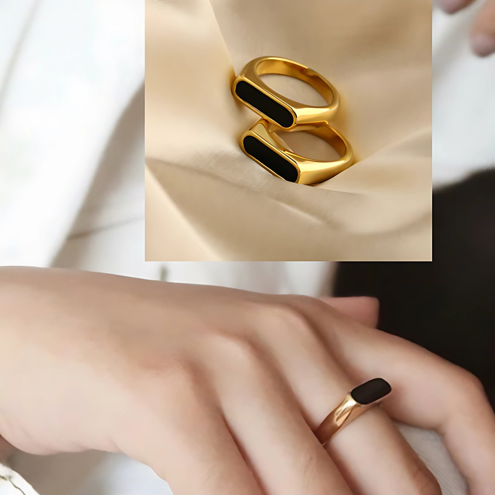 Enamel Power Unisex Ring – Noir Black Edition