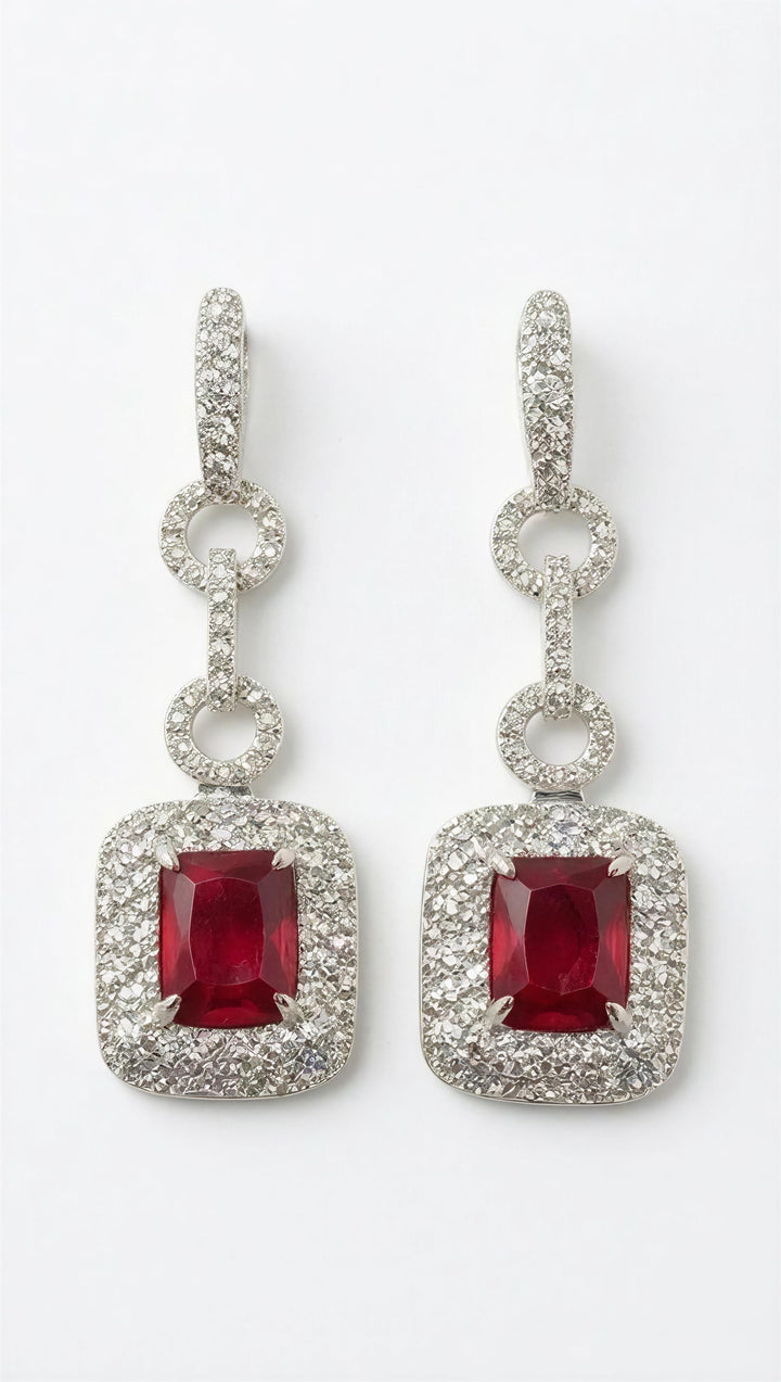 Ruby Halo Statement Earrings
