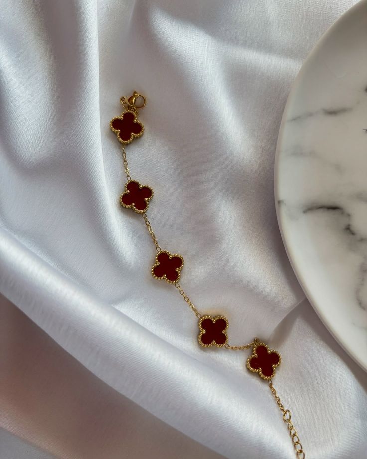 Noir Clover Charm Bracelet - 18kt PVD Gold Plated