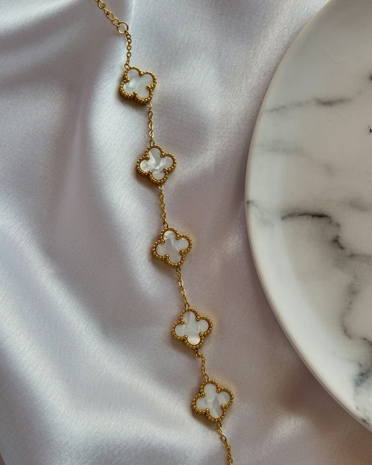 Noir Clover Charm Bracelet - 18kt PVD Gold Plated